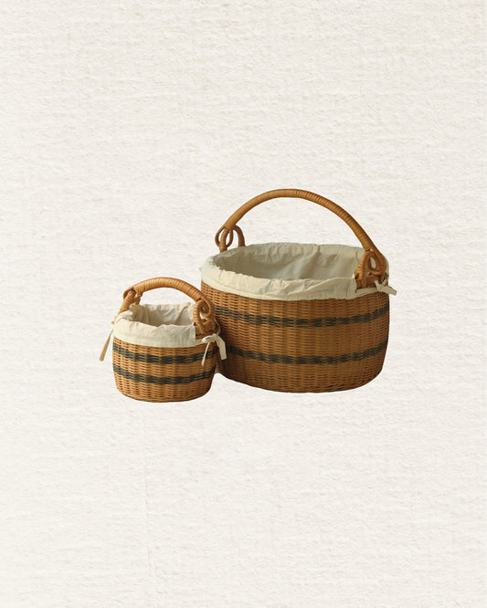 Rattan Bucket Tote Basket