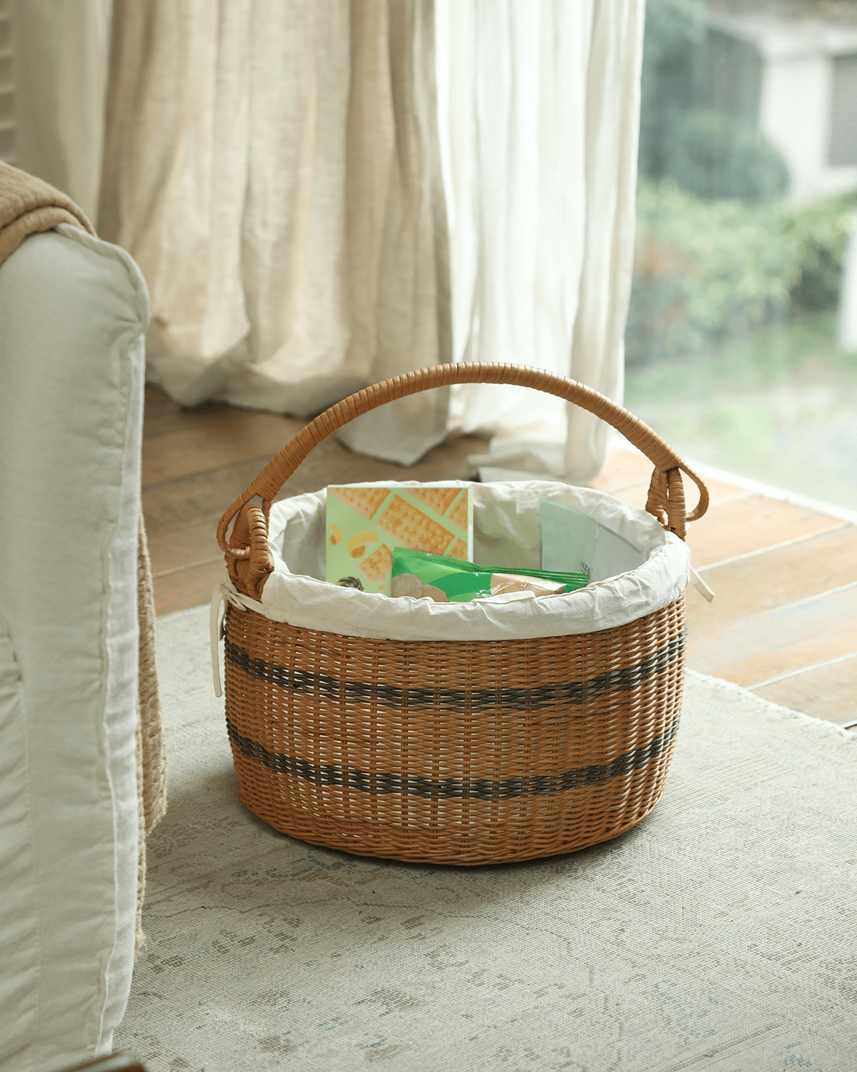 ZM Home Rattan Bucket Tote Basket