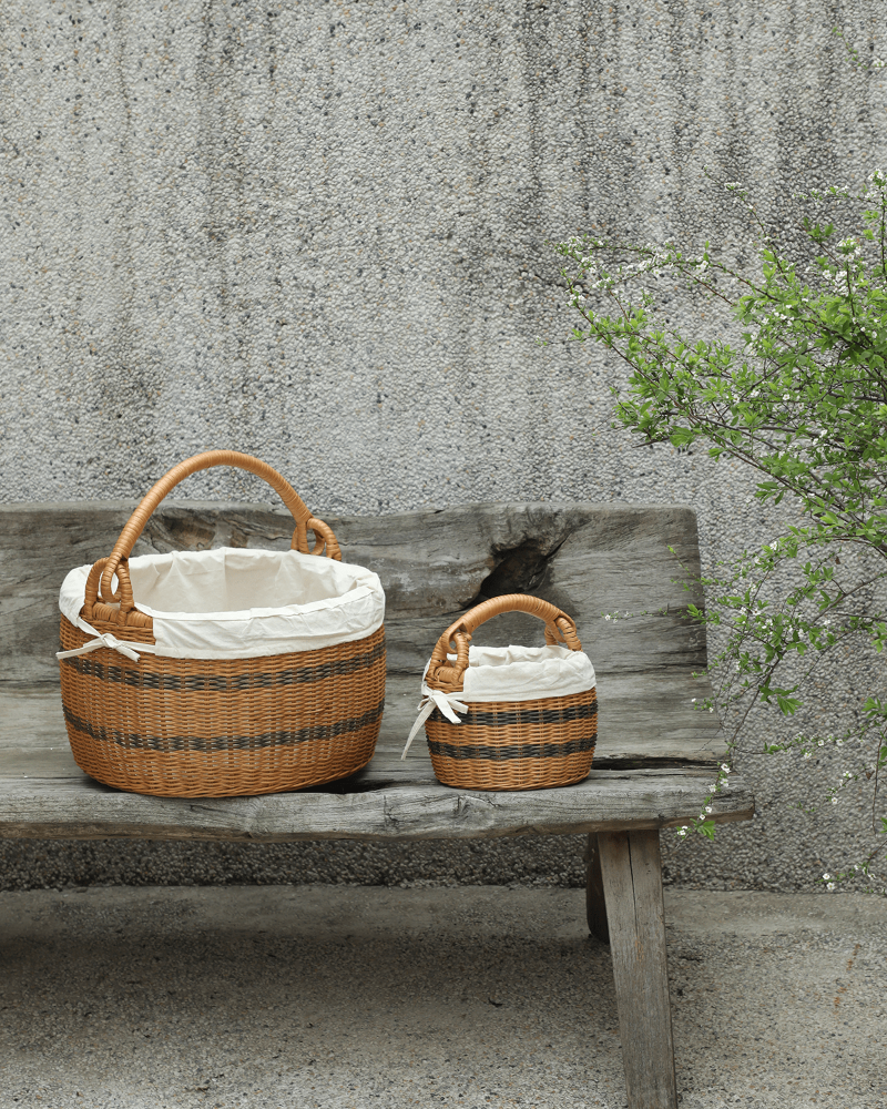 ZM Home Rattan Bucket Tote Basket